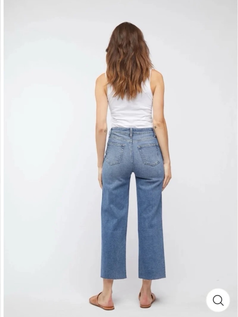 Eunina Dawn super high rise wide leg cropped jeans in Medium Wash size 11/30 - Picture 3 of 12